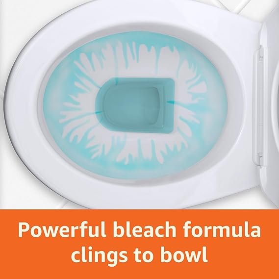 Amazon Basics Toilet Bowl Cleaner with Cling Action Formula, Bleach, Fresh Scent, 24 Fl Oz, Pack of 2